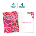 Load image into Gallery viewer, The cover and inside of Tree-Free’s I Love You Floral card, along with the following text: “4 greeting cards, 4 matching envelopes”
