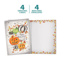 Load image into Gallery viewer, The cover and inside of Tree-Free’s Spooky Spiders card, along with the following text: “4 greeting cards, 4 matching envelopes”
