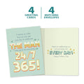 Load image into Gallery viewer, The cover and inside of Tree-Free’s Everyday Appreciation card, along with the following text: “4 greeting cards, 4 matching envelopes”