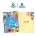Load image into Gallery viewer, The cover and inside of Tree-Free’s Oh Happy Day card, along with the following text: “6 greeting cards, 6 matching envelopes”