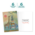 Load image into Gallery viewer, The cover and inside of Tree-Free’s New Heights card, along with the following text: “6 greeting cards, 6 matching envelopes”