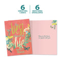 Load image into Gallery viewer, The cover and inside of Tree-Free’s Best Moments card, along with the following text: “6 greeting cards, 6 matching envelopes”