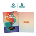 Load image into Gallery viewer, The cover and inside of Tree-Free’s For The Record card, along with the following text: “6 greeting cards, 6 matching envelopes”