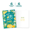 Load image into Gallery viewer, The cover and inside of Tree-Free’s Lemon Recipes card, along with the following text: “6 greeting cards, 6 matching envelopes”