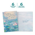 Load image into Gallery viewer, The cover and inside of Tree-Free’s Listening Waterlilies card, along with the following text: “6 greeting cards, 6 matching envelopes”
