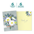 Load image into Gallery viewer, The cover and inside of Tree-Free’s Floral Bouquet card, along with the following text: “6 greeting cards, 6 matching envelopes”