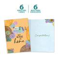 Load image into Gallery viewer, The cover and inside of Tree-Free’s No Place Like Home card, along with the following text: “6 greeting cards, 6 matching envelopes”