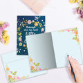 Load image into Gallery viewer, The inside of Tree-Free’s Little And Fierce card, with the cover and envelope in the background.