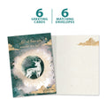 Load image into Gallery viewer, The cover and inside of Tree-Free’s Not All Who Wander card, along with the following text: “6 greeting cards, 6 matching envelopes”