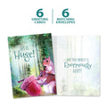 Load image into Gallery viewer, The cover and inside of Tree-Free’s Huge Acorn card, along with the following text: “6 greeting cards, 6 matching envelopes”