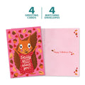 Load image into Gallery viewer, The cover and inside of Tree-Free’s Squirrel Nuts card, along with the following text: “4 greeting cards, 4 matching envelopes”
