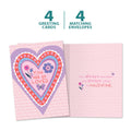 Load image into Gallery viewer, The cover and inside of Tree-Free’s So Loved card, along with the following text: “4 greeting cards, 4 matching envelopes”