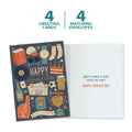 Load image into Gallery viewer, The cover and inside of Tree-Free’s Top Pop card, along with the following text: “4 greeting cards, 4 matching envelopes”