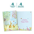 Load image into Gallery viewer, The cover and inside of Tree-Free’s Spring Meadow card, along with the following text: “4 greeting cards, 4 matching envelopes”