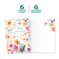 Load image into Gallery viewer, The cover and inside of Tree-Free’s Beautiful Bouquet card, along with the following text: “6 greeting cards, 6 matching envelopes”