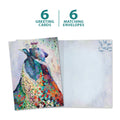 Load image into Gallery viewer, The cover and inside of Tree-Free’s Bear and Peacock card, along with the following text: “6 greeting cards, 6 matching envelopes”