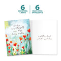 Load image into Gallery viewer, The cover and inside of Tree-Free’s Caring Thoughts card, along with the following text: “6 greeting cards, 6 matching envelopes”