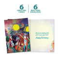 Load image into Gallery viewer, The cover and inside of Tree-Free’s Animal Serenade Birthday card, along with the following text: “1 greeting card, 1 matching envelope”