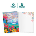 Load image into Gallery viewer, The cover and inside of Tree-Free’s Adjust the Sails card, along with the following text: “6 greeting cards, 6 matching envelopes”