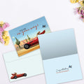 Load image into Gallery viewer, The inside of Tree-Free’s On Your Way card, with the cover and envelope in the background.