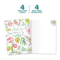 Load image into Gallery viewer, The cover and inside of Tree-Free’s Floral Inspiration card, along with the following text: “4 greeting cards, 4 matching envelopes”