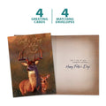Load image into Gallery viewer, The cover and inside of Tree-Free’s Deer Qualities card, along with the following text: “4 greeting cards, 4 matching envelopes”