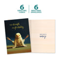 Load image into Gallery viewer, The cover and inside of Tree-Free’s Firefly Yoga Chick card, along with the following text: “6 greeting cards, 6 matching envelopes”