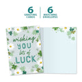 Load image into Gallery viewer, The cover and inside of Tree-Free’s Wishing You Luck card, along with the following text: “6 greeting cards, 6 matching envelopes”
