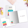 Load image into Gallery viewer, The inside of Tree-Free’s Cumpleanos Cake card, with the cover and envelope in the background.