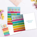 Load image into Gallery viewer, The inside of Tree-Free’s Feliz Cake card, with the cover and envelope in the background.