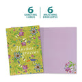 Load image into Gallery viewer, The cover and inside of Tree-Free’s Gracias Flowers card, along with the following text: “6 greeting cards, 6 matching envelopes”