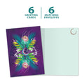 Load image into Gallery viewer, The cover and inside of Tree-Free’s Floral Moon card, along with the following text: “6 greeting cards, 6 matching envelopes”