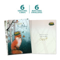 Load image into Gallery viewer, The cover and inside of Tree-Free’s Like Royalty card, along with the following text: “6 greeting cards, 6 matching envelopes”