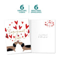 Load image into Gallery viewer, The cover and inside of Tree-Free’s Puppy Love card, along with the following text: “6 greeting cards, 6 matching envelopes”
