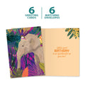 Load image into Gallery viewer, The cover and inside of Tree-Free’s Huge Wishes card, along with the following text: “6 greeting cards, 6 matching envelopes”