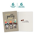 Load image into Gallery viewer, The cover and inside of Tree-Free’s Party Dogs card, along with the following text: “6 greeting cards, 6 matching envelopes”