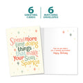 Load image into Gallery viewer, The cover and inside of Tree-Free’s Soul Sparkle card, along with the following text: “6 greeting cards, 6 matching envelopes”