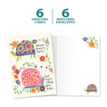 Load image into Gallery viewer, The cover and inside of Tree-Free’s Everything Gets Done card, along with the following text: “6 greeting cards, 6 matching envelopes”