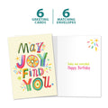Load image into Gallery viewer, The cover and inside of Tree-Free’s May Joy Find You card, along with the following text: “6 greeting cards, 6 matching envelopes”