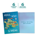 Load image into Gallery viewer, The cover and inside of Tree-Free’s Be Brave card, along with the following text: “6 greeting cards, 6 matching envelopes”