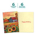 Load image into Gallery viewer, The cover and inside of Tree-Free’s Autumn Farm card, along with the following text: “6 greeting cards, 6 matching envelopes”
