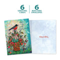Load image into Gallery viewer, The cover and inside of Tree-Free’s Bird Songs card, along with the following text: “6 greeting cards, 6 matching envelopes”