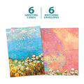 Load image into Gallery viewer, The cover and inside of Tree-Free’s Blue Skies and Sunshine card, along with the following text: “6 greeting cards, 6 matching envelopes”