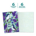 Load image into Gallery viewer, The cover and inside of Tree-Free’s Hey There Birds card, along with the following text: “6 greeting cards, 6 matching envelopes”