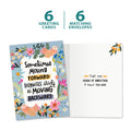 Load image into Gallery viewer, The cover and inside of Tree-Free’s Moving Forward card, along with the following text: “6 greeting cards, 6 matching envelopes”