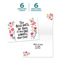 Load image into Gallery viewer, The cover and inside of Tree-Free’s Best Path card, along with the following text: “6 greeting cards, 6 matching envelopes”