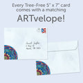 Load image into Gallery viewer, The envelope for Tree-Free’s Warmth of Summer card, along with the following text: “Every Tree-Free 5x7 card comes with a matching ARTvelope!”