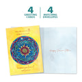 Load image into Gallery viewer, The cover and inside of Tree-Free’s Warmth of Summer card, along with the following text: “4 greeting cards, 4 matching envelopes”