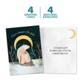 Load image into Gallery viewer, The cover and inside of Tree-Free’s Peace and Quiet card, along with the following text: “4 greeting cards, 4 matching envelopes”