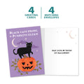 Load image into Gallery viewer, The cover and inside of Tree-Free’s Pumpkins Gleam card, along with the following text: “4 greeting cards, 4 matching envelopes”